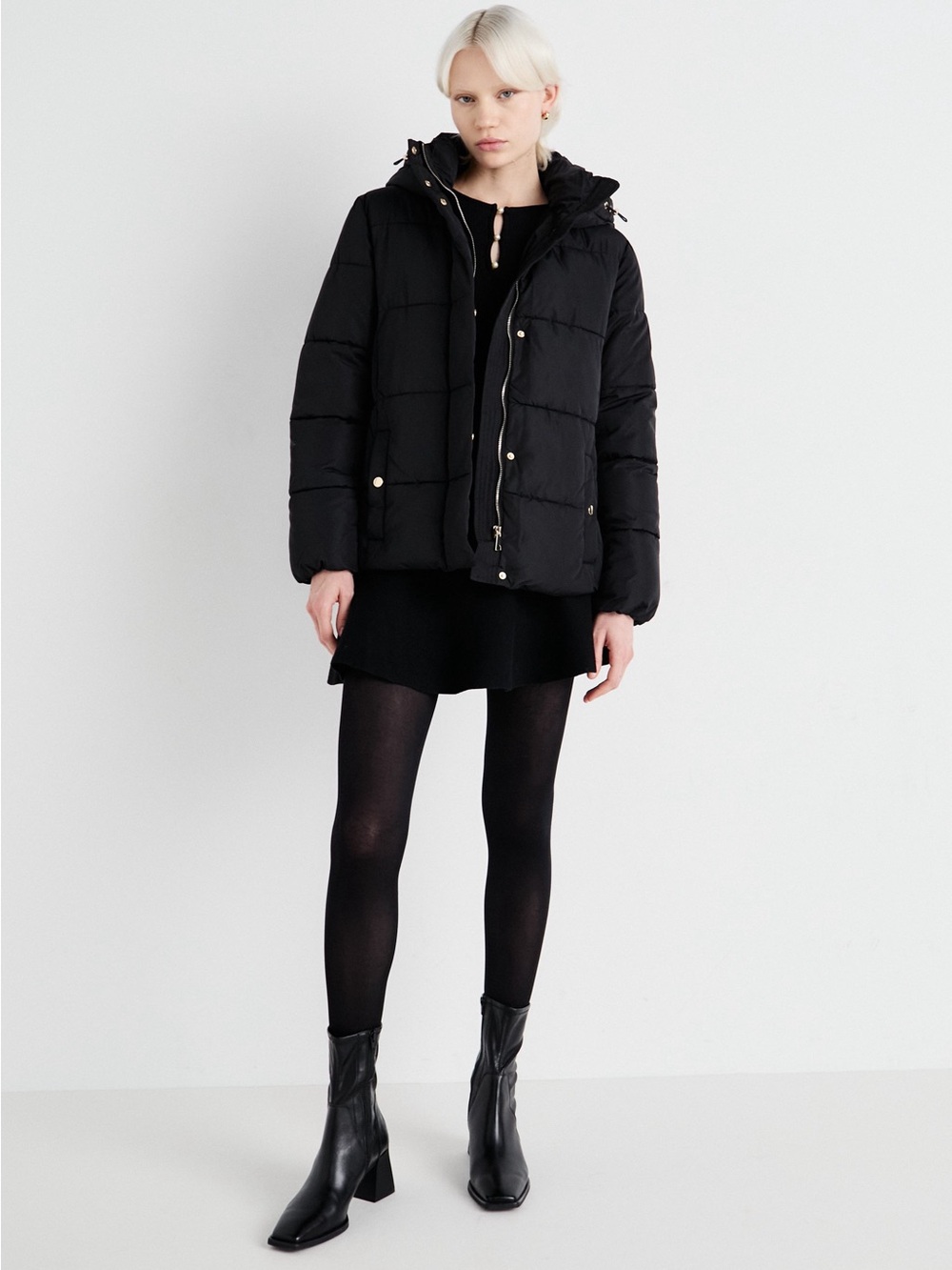 Elle Dark blue Quilted Puffer Jacket